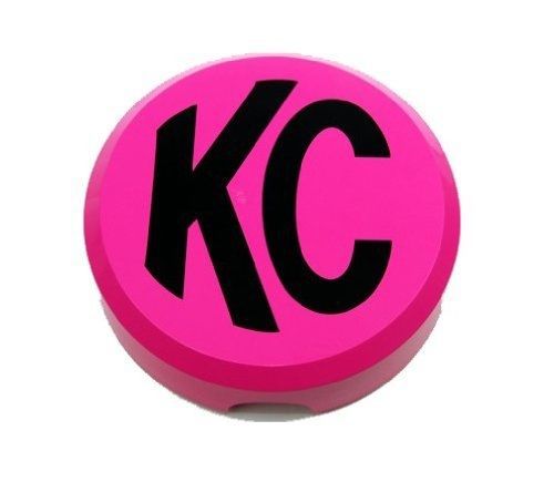 Kc hilites 5124 6&#034; round pink plastic light cover w/ black kc logo - single