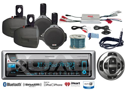 Kenwood marine bluetooth cd radio/remote/antenna,6.5&#034; speakers &amp;wires, amplifier