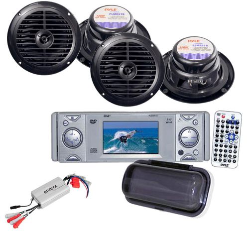 Pyle dvd cd aux receiver w/3&#034;monitor+8&#034; subwoofer,amp,antenna, 8x 5.25&#034; speakers