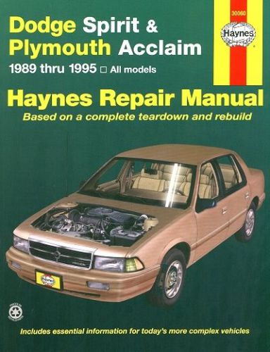 Dodge spirit, plymouth acclaim repair &amp; service manual 1989-1995