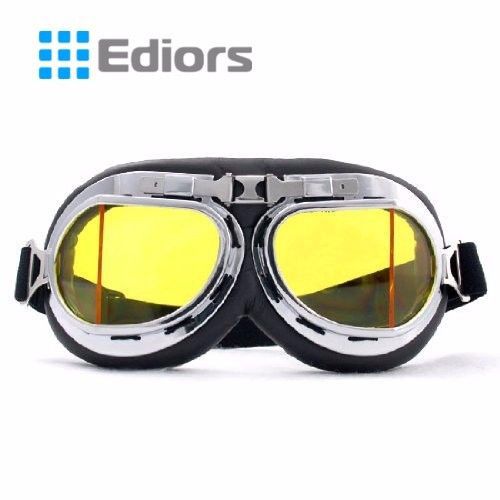 Aviator pilot cruiser riding motorcycle scooter atv goggles eyewear amber lens