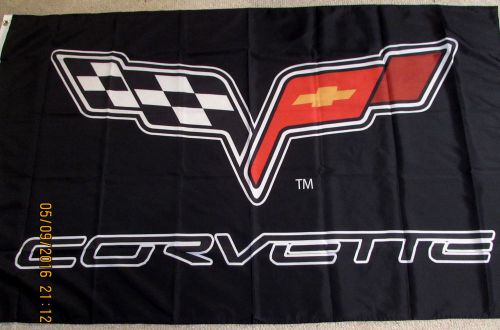 Corvette 3x5 feet flag banner chevrolet chevy c6 c5 stingray black grommets new!
