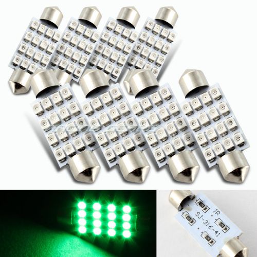 8x 41mm 16 smd green led panel interior replacement dome light lamp festoon bulb