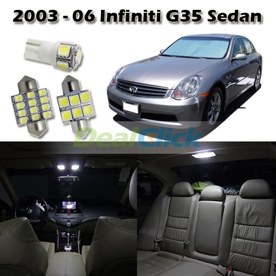9 x white led lights interior package deal for 2003-2006 infiniti g35 sedan