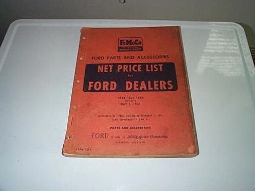 1928 - 1951 fomoco ford parts &amp; accessories net price list for dealers form 3636