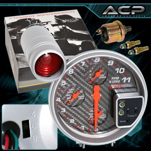 11k rpm turbo super charger tachometer 5&#034; gauge cluster 4-in-1 frs tc xb scion