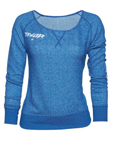 Thor mx motocross women&#039;s 2017 roost off-the-shoulder sweatshirt (blue) large