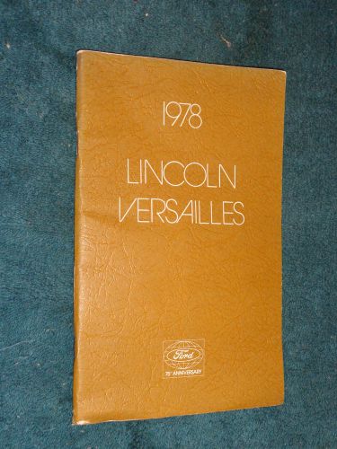 1978 lincoln versailles owner&#039;s manual / original guide book!