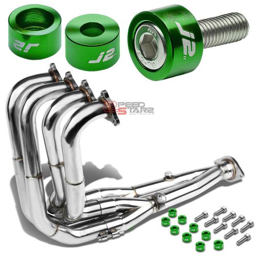 J2 for dc2 b18c exhaust manifold tri-y racing header+green washer cup bolts