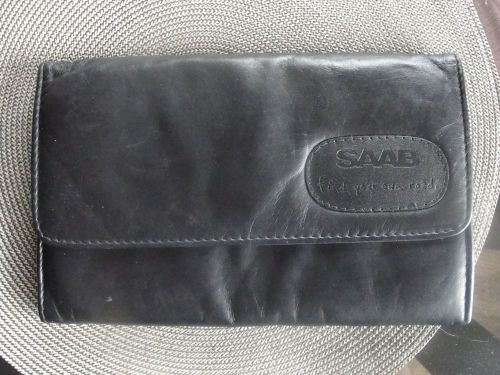Saab black leather owners manual case