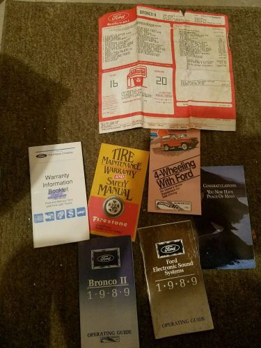1989 ford  bronco  operating guide  &amp; windows  sticker