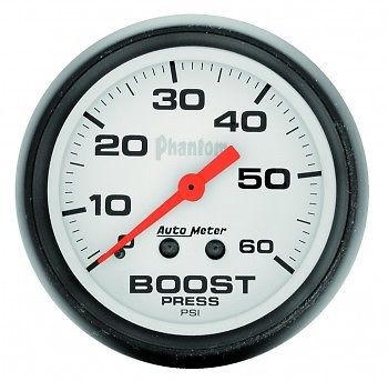 Autometer gauge, boost, mechanical, 2-1/16, phantom 0-60psi - 5705