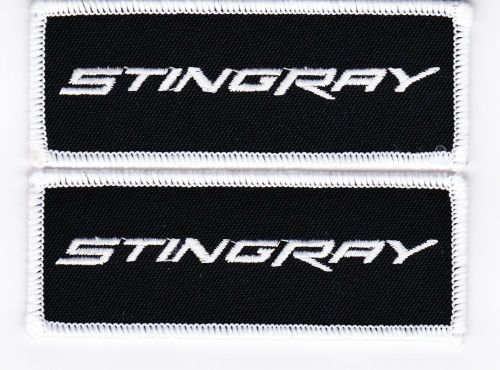 2 embroidered black-white stingray sew/iron on patch chevy corvette sports car