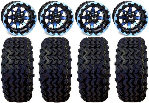 Sti hd6 blue/blk golf wheels 12&#034; 22x11-12 sahara classic tires e-z-go &amp; club car