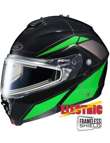 Hjc is-max 2 elemental snow helmet w/frameless electric shield green/black
