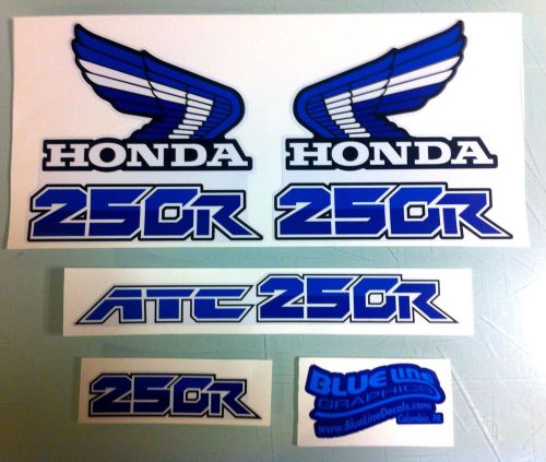 Honda atc250r 1986 number plate decals stickers white and blue 250r atc