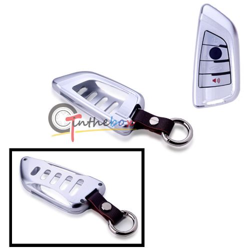 Luxury silver aluminum remote smart key fob holder cover for bmw f15 x5, f16 x6