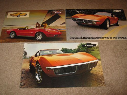 1971-1972-1973 chevrolet corvette dealer sales brochure lot (3) stingray