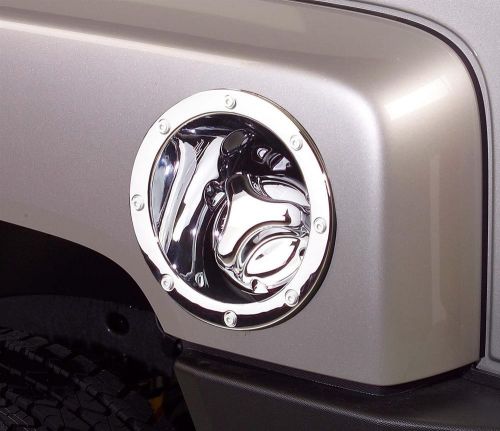 Putco fuel door cover round abs plastic chrome silver screws hummer h3 each