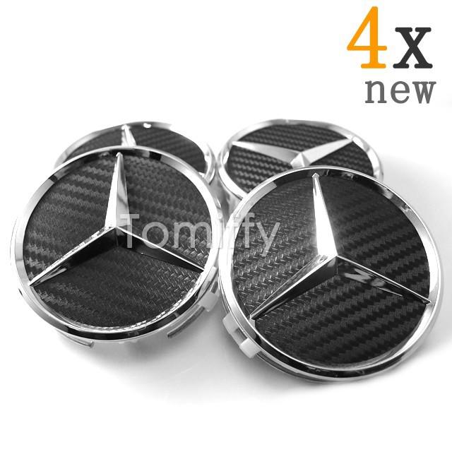 4x 3inch black carbon fiber good modify benz wheel center hub rim caps covers
