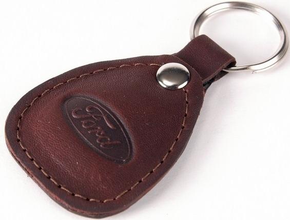 New leather brown keychain car logo ford auto emblem keyring