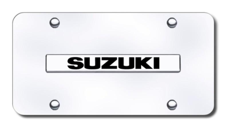 Suzuki name chrome on chrome license plate made in usa genuine