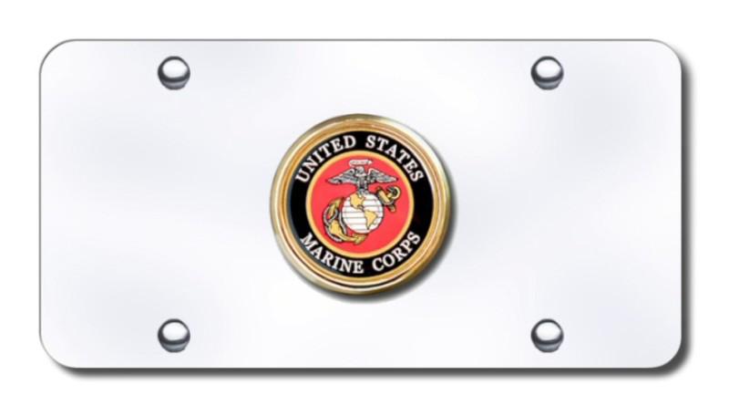 U.s. marine corps logo on chrome license plate made in usa genuine