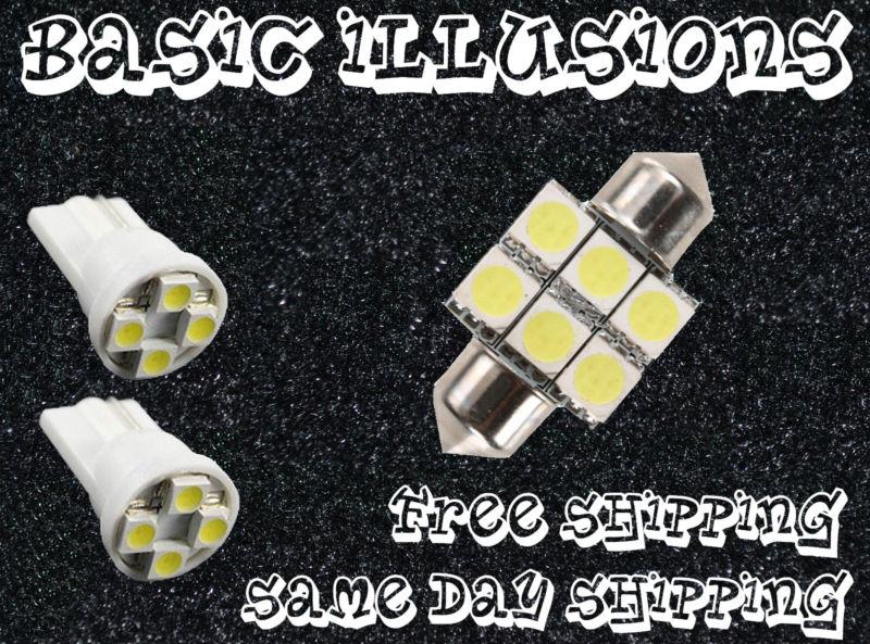 Cool white 1x 31mm 6smd dome + 2x 194 4led license plate light bulb 3021-2 3175