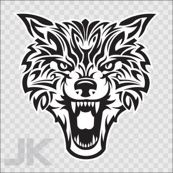 Decal stickers wolf wolves angry aggressive carnivore head black 0500 xf2va