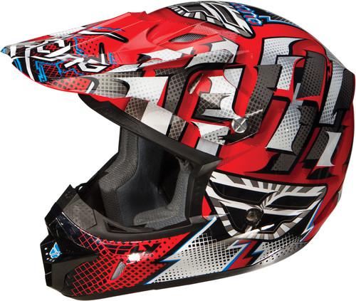 Fly racing kinetic dash graphic motorcycle helmet red/white/black medium