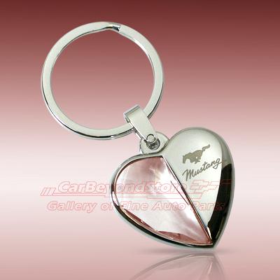 Ford mustang clear crystal heart key chain, keychain, key ring, licensed + gift