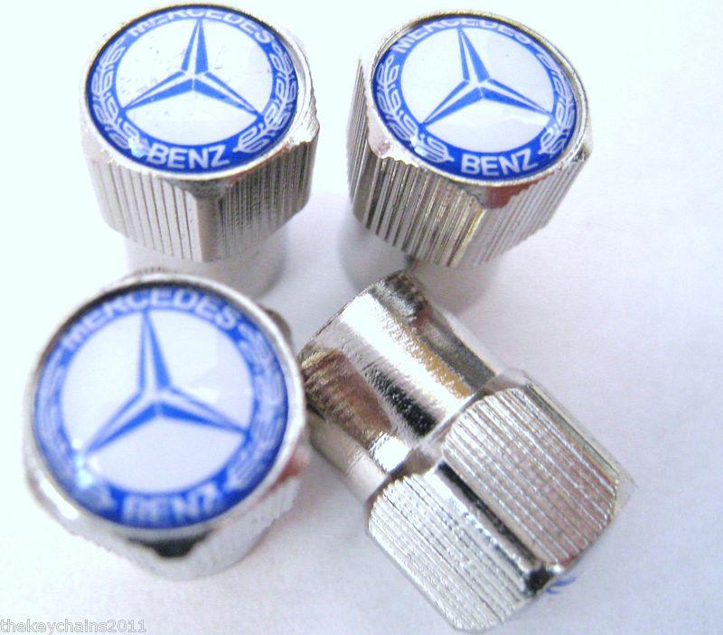 Mercedes benz valve caps tires rims wheels c300 c350 e350 e slk 350 ml 550 blue