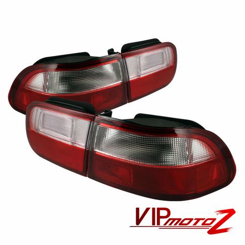 Jdm red/clear 4pc brake signal tail light lamps assembly 92-95 honda civic 2/4dr