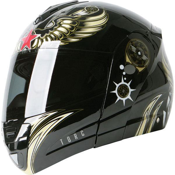 Black m torc interstate t-22 aviator modular helmet