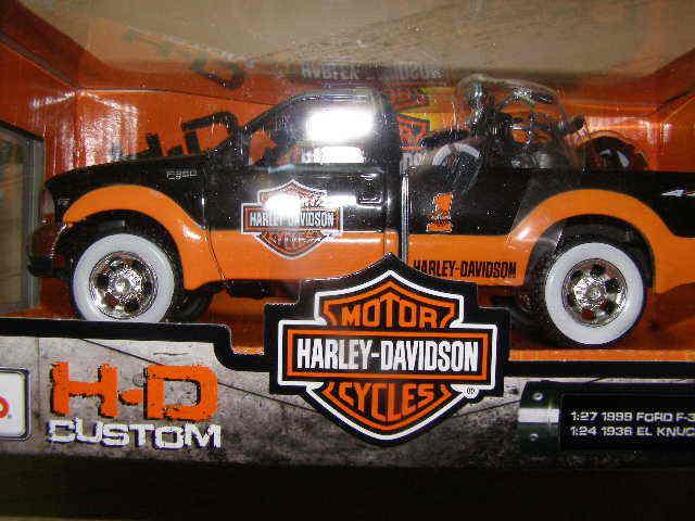 Harley '99 ford f350 super duty pickup '36 knucklehead - black & orange - 1:27