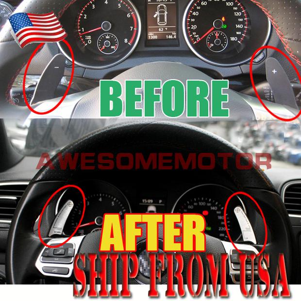 Us new steering wheel dsg paddles extension shift for vw passat silver 2 pcs