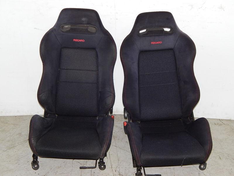 Honda integra type r black recaro bucket seats suede dc2 db8 eg ek9 acura b18 #2