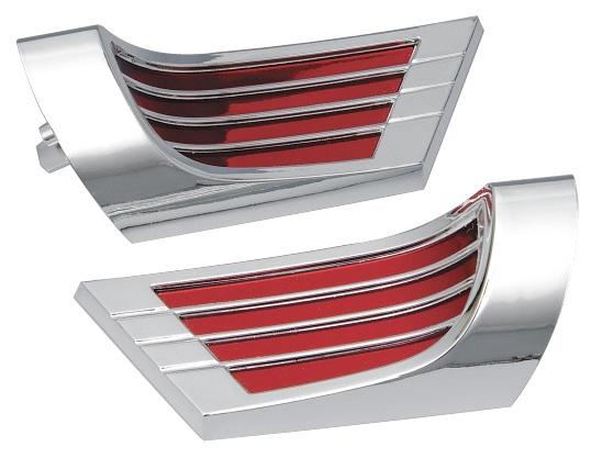 1959 1960 1961 chevrolet impala arm rest reflectors chrome & red new set of two