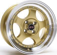 15'' str 506 gold machined lip 15x7.5 4x100 +15 eg6 ek9 da dc2 e30 bmw 