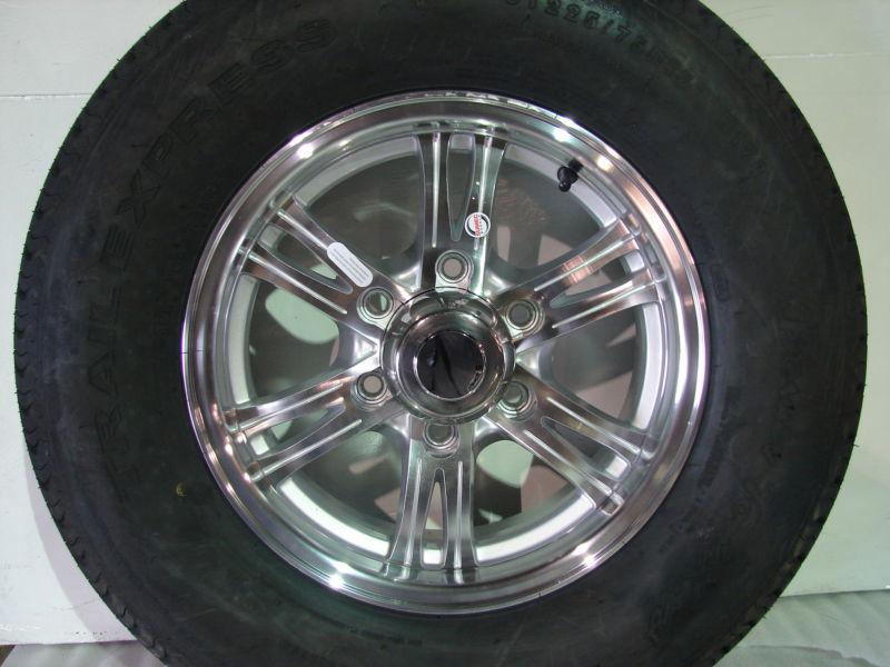 15" 6 lug aluminum trailer wheel with tire sl311 225/75r15 8 ply