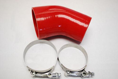 3 to 2 1/2 elbow silicone hose 45° d 2.5"-3" reducer coupler red+2 t bolt clamp 