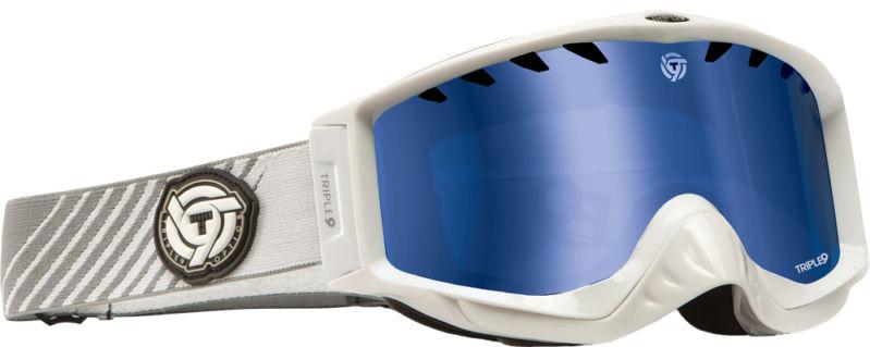 Triple 9 optics saint snow goggles white/blue mirror and smoke lens  37-2300