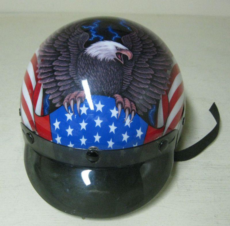 Collectible thunder half agv eagle flag black motorcycle half helmet size m