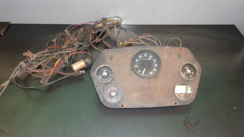 1959 dodge truck instrument gauge cluster dash panel w/ partial wiring harness