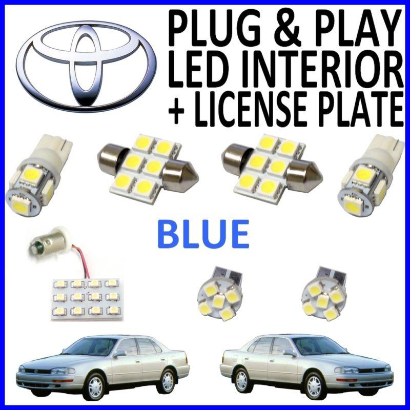 7 piece super blue led interior package kit + license plate tag lights tc7b