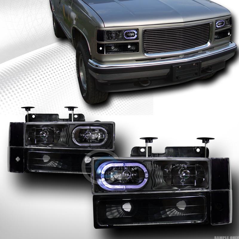 Black halo head lights ks+bumper yd+corner k2 88-93 chevy/gmc c10 c/k pickup/suv