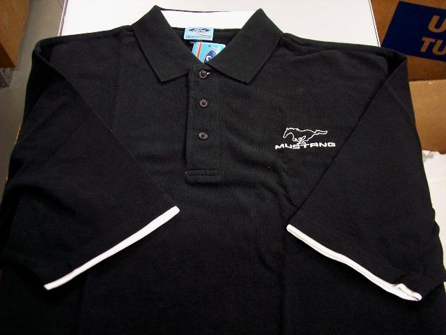 New ford mustang pony men's size medium or xxl black 100% cotton polo shirt!
