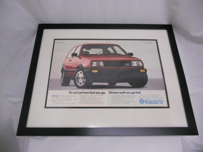 Framed 1988 gti 16v 2-page ad "it's not how fast you go..."