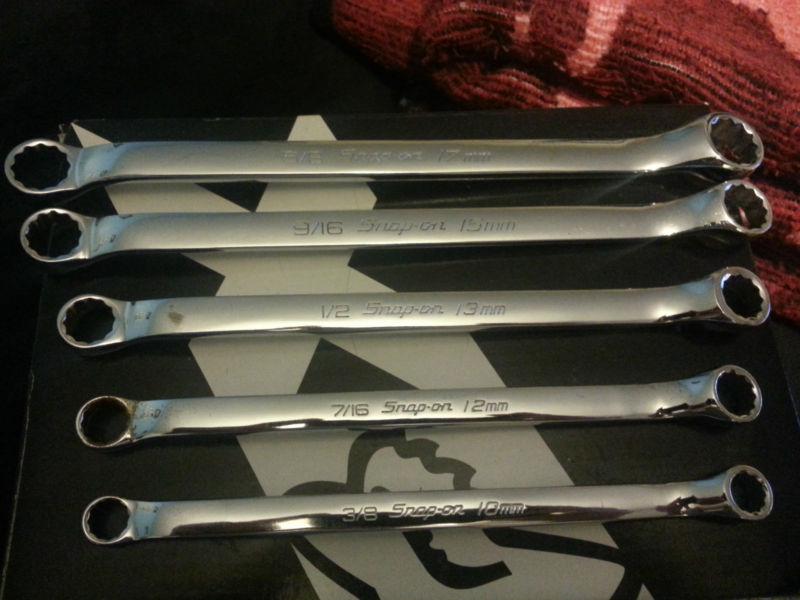 Snap-on 12 point combination metric/inch offset flank drive wrench set 5pc nice