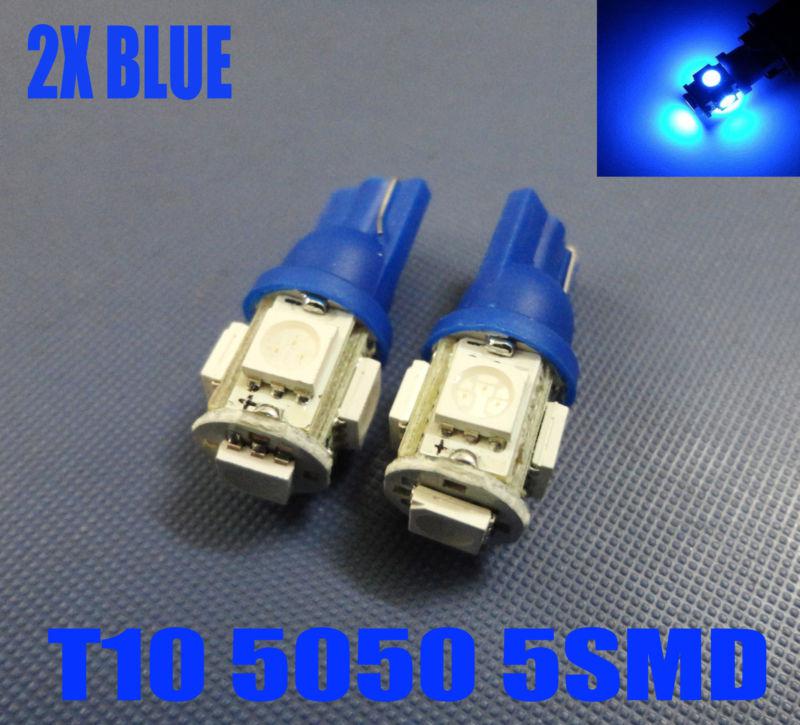 2x blue wedge 5-smd led front sidemarker lamp bulbs t10 w5w 147 168 194 #o15